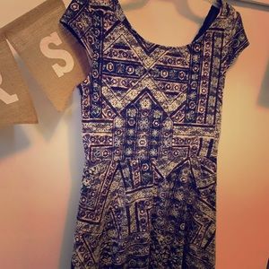 Bohemian short blue floral dress.